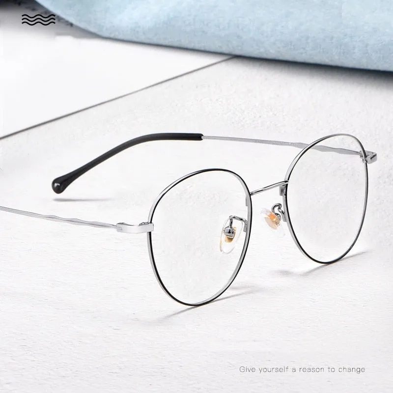 Yimaruili Unisex Full Rim Round Titanium Frame Eyeglasses 2011