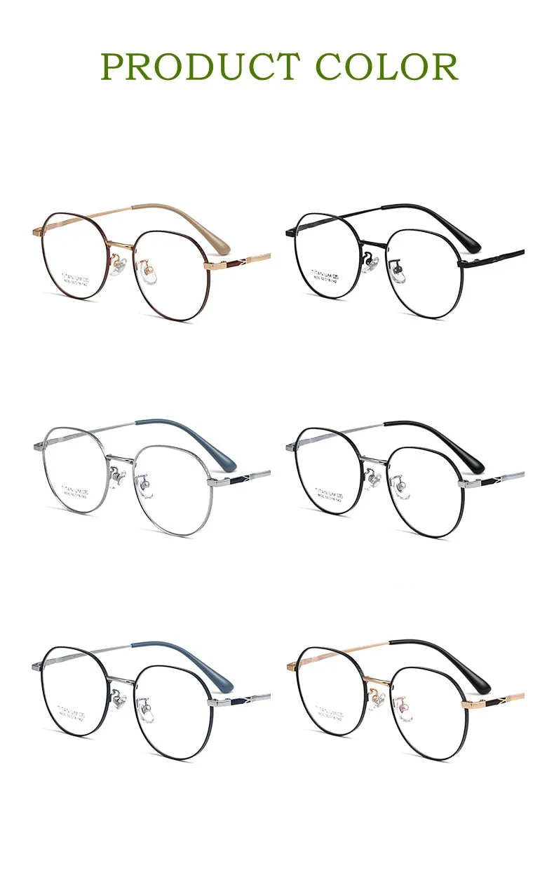 Yimaruili Unisex Full Rim Round Titanium IP Frame Eyeglasses 8630F