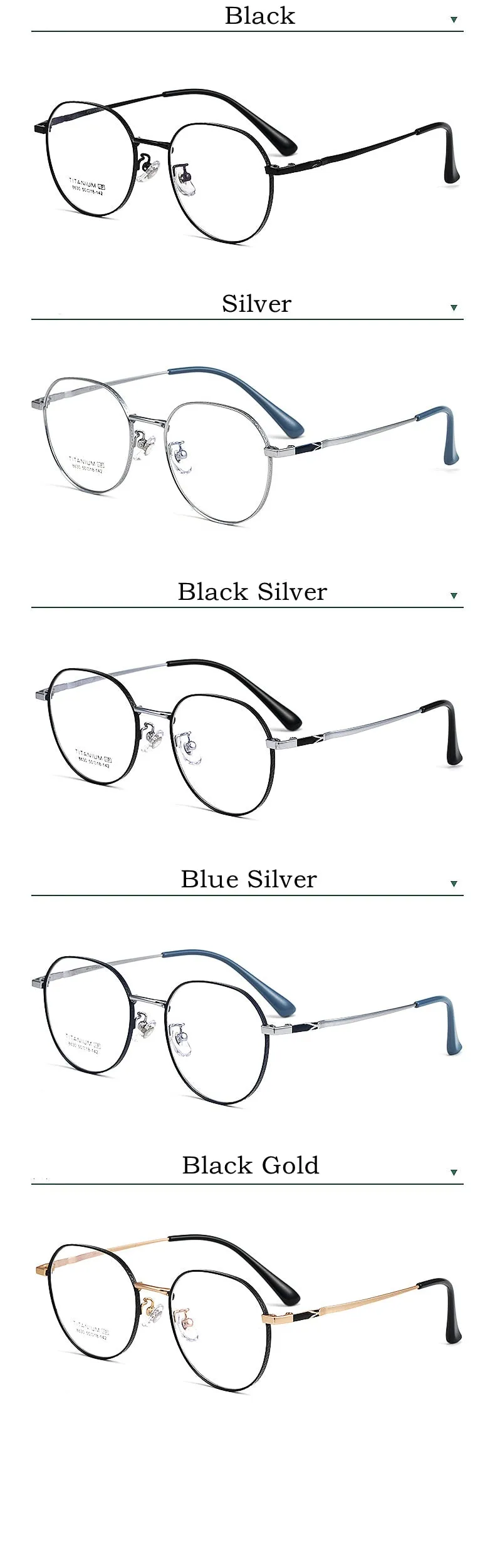 Yimaruili Unisex Full Rim Round Titanium IP Frame Eyeglasses 8630F
