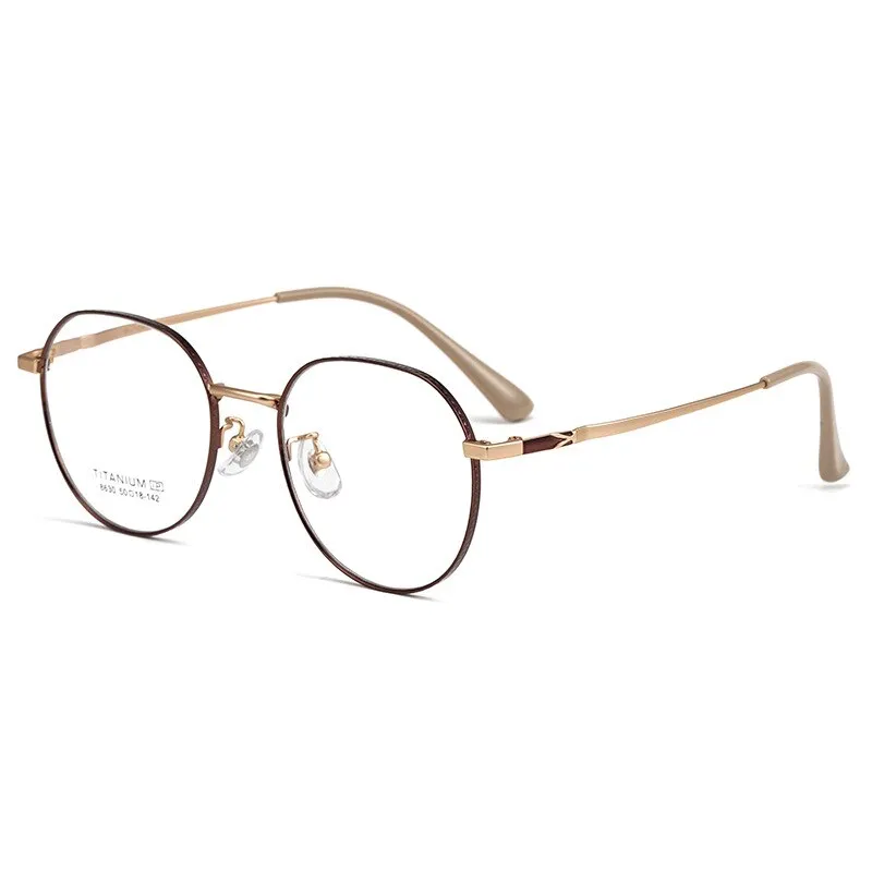Yimaruili Unisex Full Rim Round Titanium IP Frame Eyeglasses 8630F