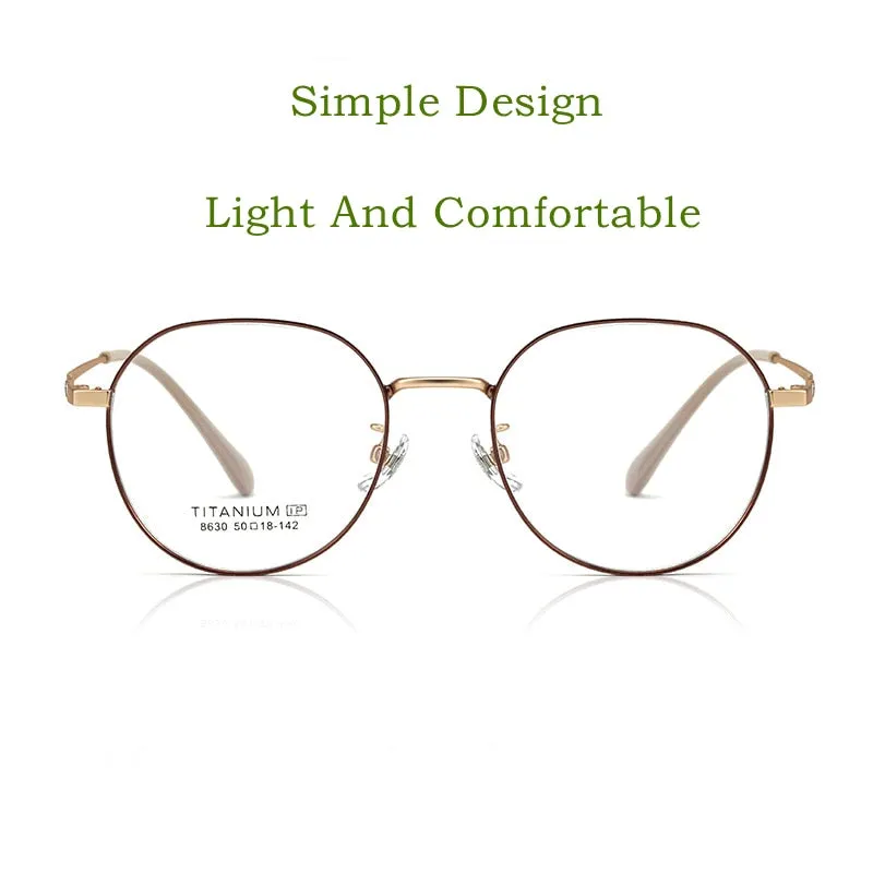 Yimaruili Unisex Full Rim Round Titanium IP Frame Eyeglasses 8630F