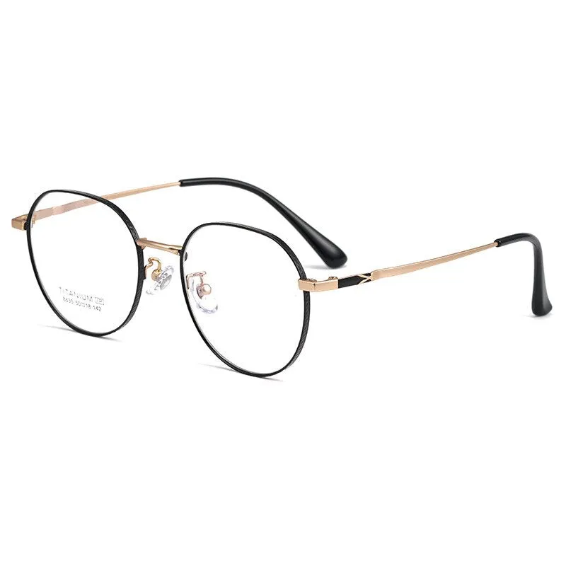 Yimaruili Unisex Full Rim Round Titanium IP Frame Eyeglasses 8630F