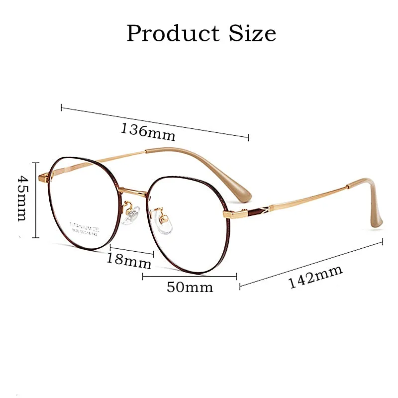 Yimaruili Unisex Full Rim Round Titanium IP Frame Eyeglasses 8630F