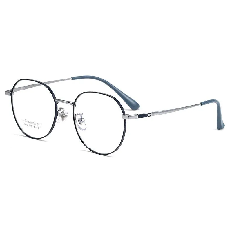 Yimaruili Unisex Full Rim Round Titanium IP Frame Eyeglasses 8630F