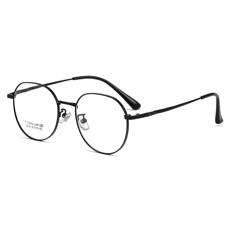 Yimaruili Unisex Full Rim Round Titanium IP Frame Eyeglasses 8630F