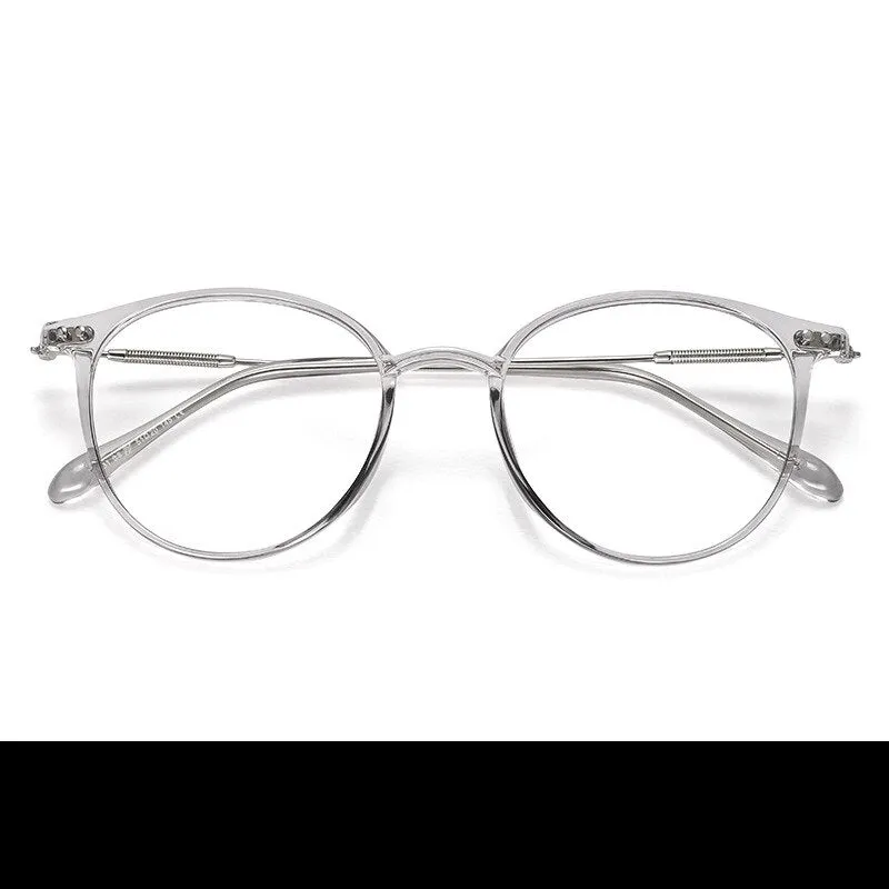 Yimaruili Unisex Full Rim Round Tr 90 Alloy Eyeglasses 90045