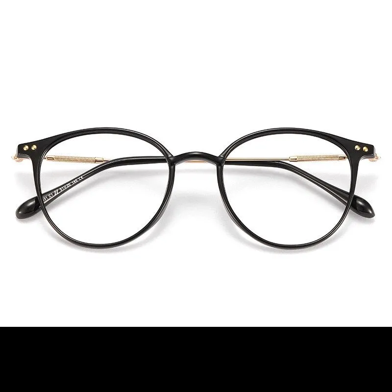 Yimaruili Unisex Full Rim Round Tr 90 Alloy Eyeglasses 90045