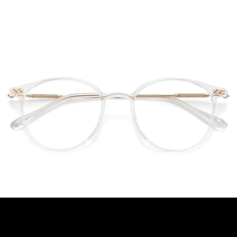 Yimaruili Unisex Full Rim Round Tr 90 Alloy Eyeglasses 90045