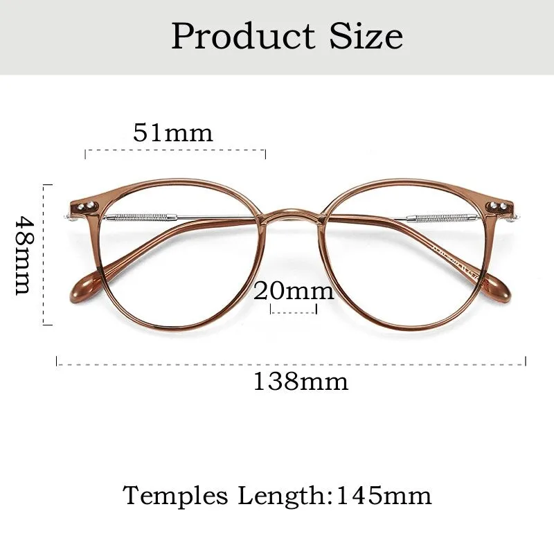 Yimaruili Unisex Full Rim Round Tr 90 Alloy Eyeglasses 90045