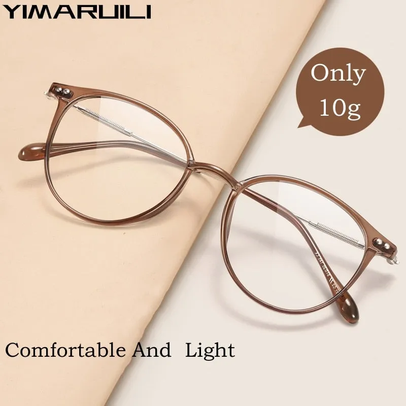 Yimaruili Unisex Full Rim Round Tr 90 Alloy Eyeglasses 90045