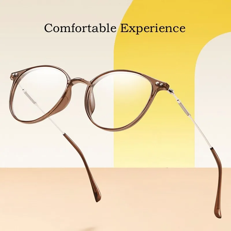 Yimaruili Unisex Full Rim Round Tr 90 Alloy Eyeglasses 90045
