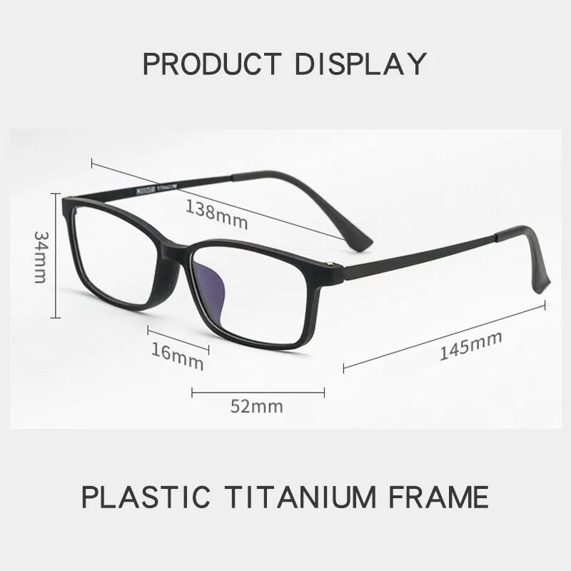 Yimaruili Unisex Full Rim Small Rectangle Square Tr 90 Titanium Eyeglasses 3085