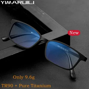 Yimaruili Unisex Full Rim Small Rectangle Square Tr 90 Titanium Eyeglasses 3085