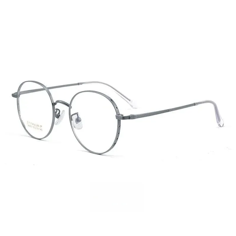 Yimaruili Unisex Full Rim Small Round Titanium Eyeglasses 95955bt
