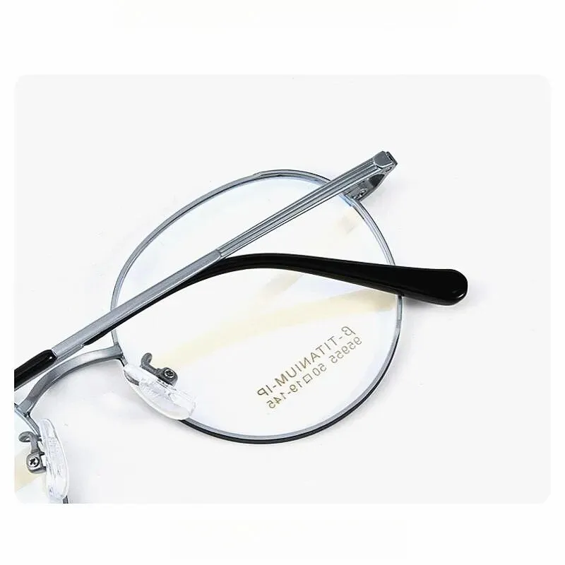 Yimaruili Unisex Full Rim Small Round Titanium Eyeglasses 95955bt