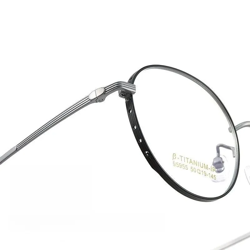 Yimaruili Unisex Full Rim Small Round Titanium Eyeglasses 95955bt