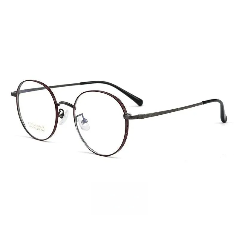 Yimaruili Unisex Full Rim Small Round Titanium Eyeglasses 95955bt