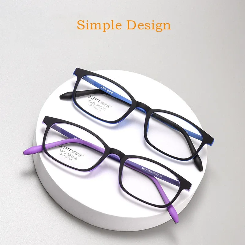 Yimaruili Unisex Full Rim Small Square Tr 90 Titanium Eyeglasses 9833XP