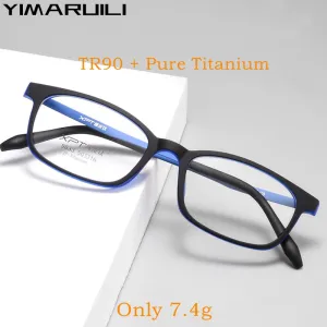 Yimaruili Unisex Full Rim Small Square Tr 90 Titanium Eyeglasses 9833XP