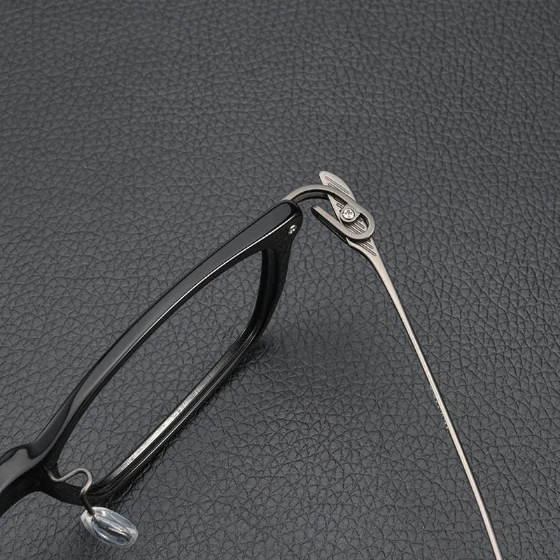 Yimaruili Unisex Full Rim Square Acetate Titanium Eyeglasses 1128