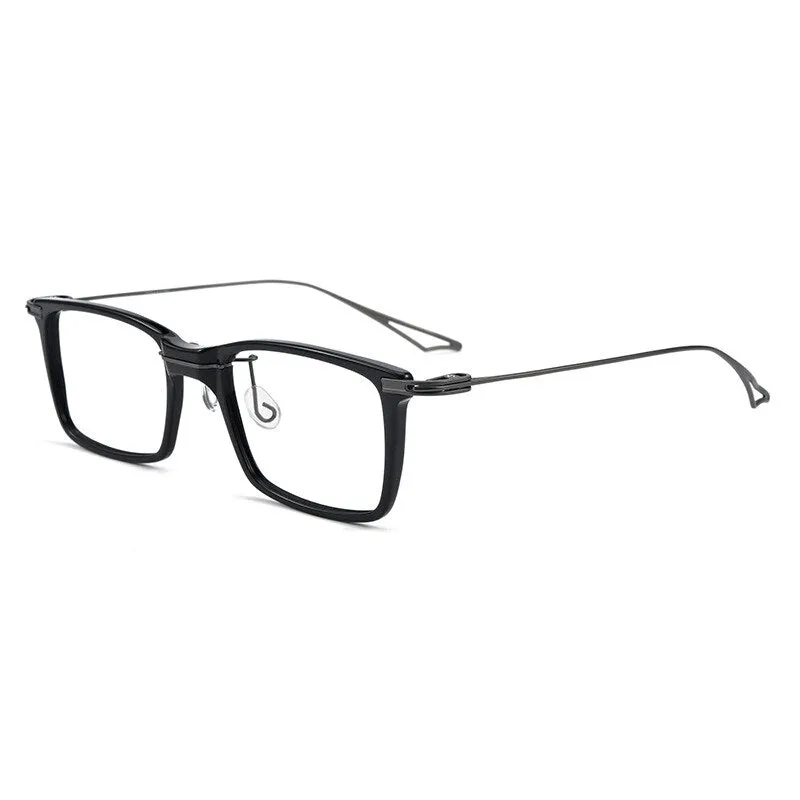 Yimaruili Unisex Full Rim Square Acetate Titanium Eyeglasses 1128