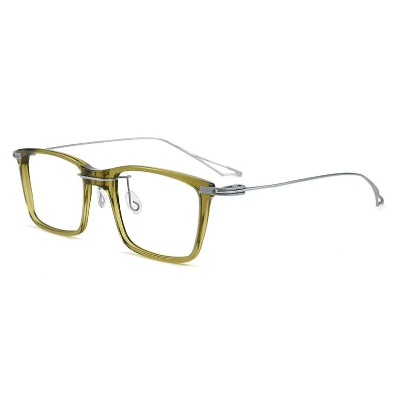 Yimaruili Unisex Full Rim Square Acetate Titanium Eyeglasses 1128