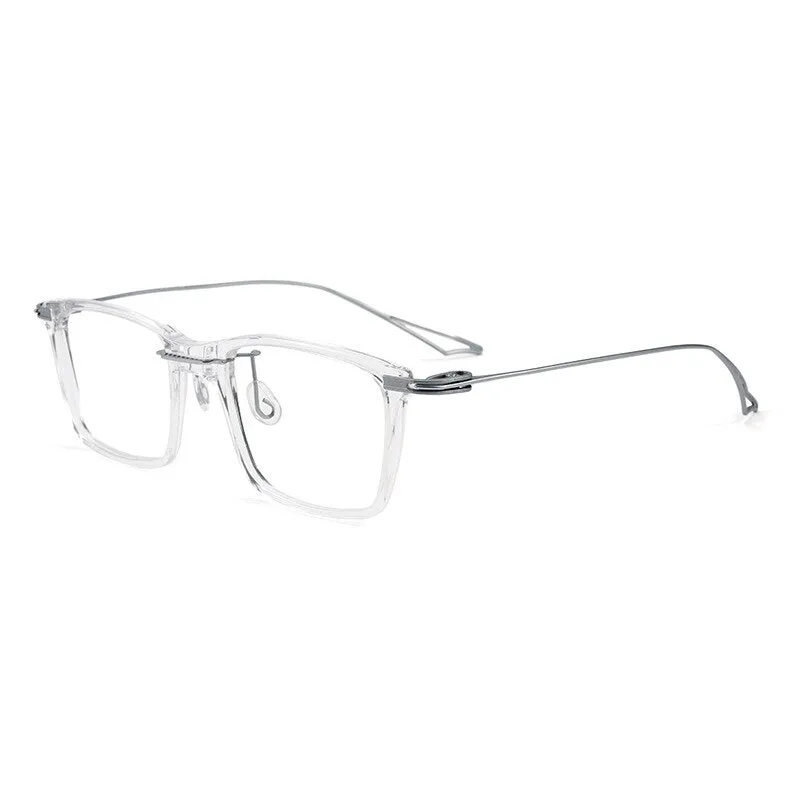 Yimaruili Unisex Full Rim Square Acetate Titanium Eyeglasses 1128