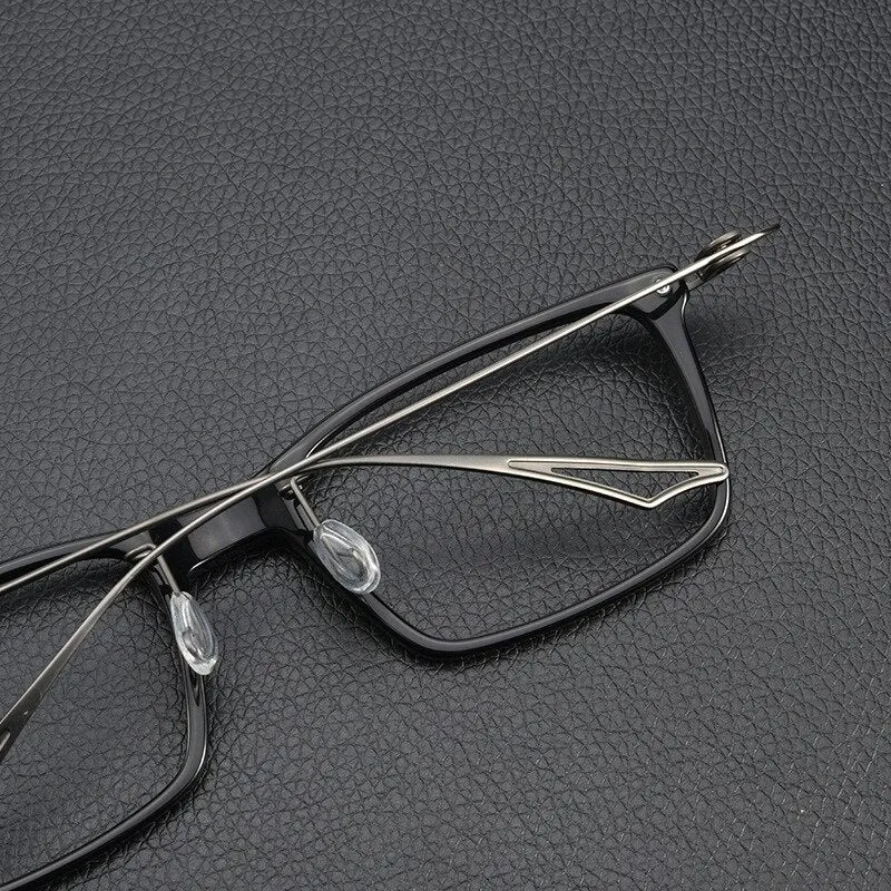 Yimaruili Unisex Full Rim Square Acetate Titanium Eyeglasses 1128