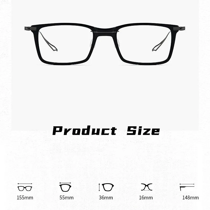 Yimaruili Unisex Full Rim Square Acetate Titanium Eyeglasses 1128