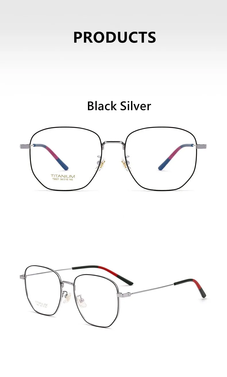 Yimaruili Unisex Full Rim Titanium Polygon Frame Eyeglasses T8821
