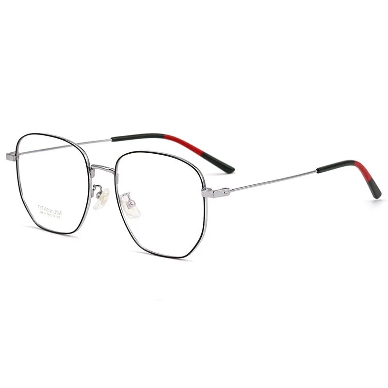 Yimaruili Unisex Full Rim Titanium Polygon Frame Eyeglasses T8821