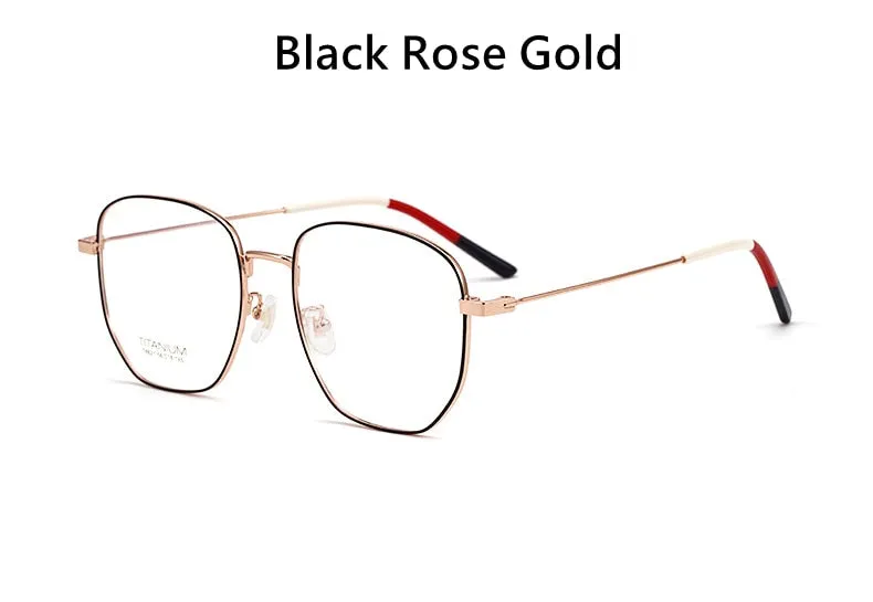 Yimaruili Unisex Full Rim Titanium Polygon Frame Eyeglasses T8821