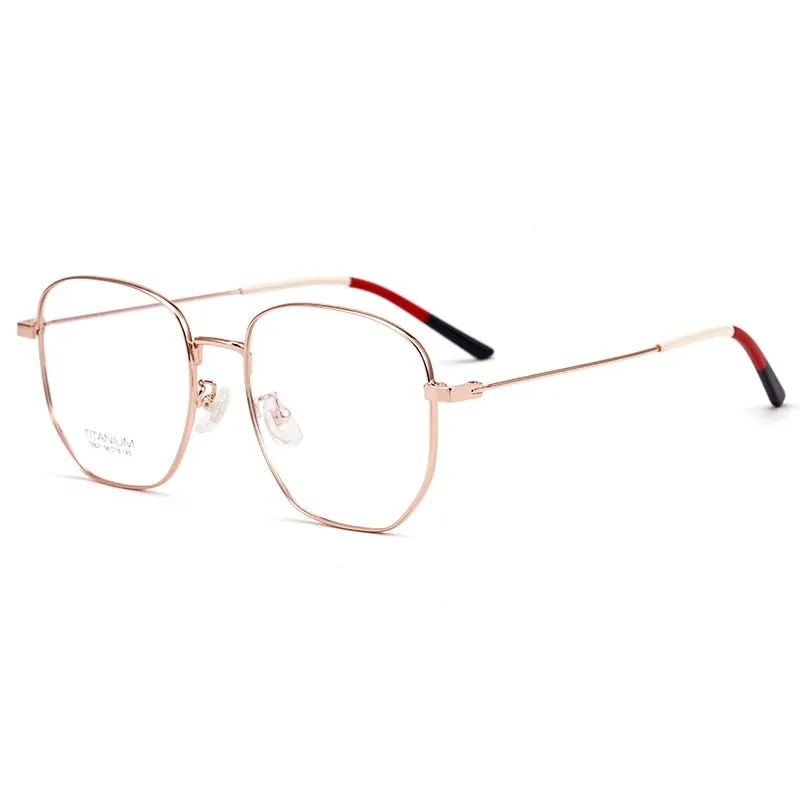 Yimaruili Unisex Full Rim Titanium Polygon Frame Eyeglasses T8821