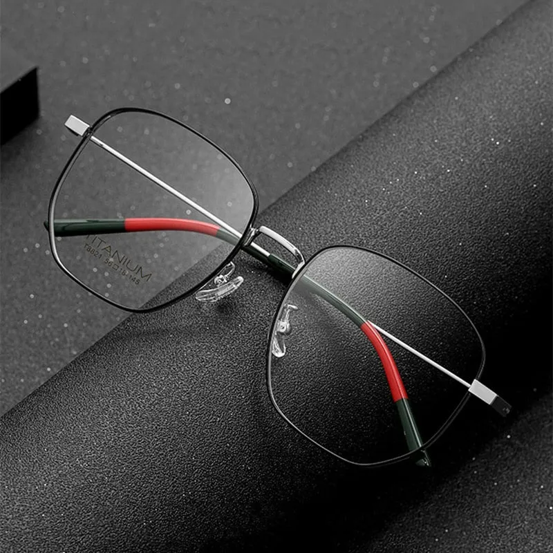 Yimaruili Unisex Full Rim Titanium Polygon Frame Eyeglasses T8821