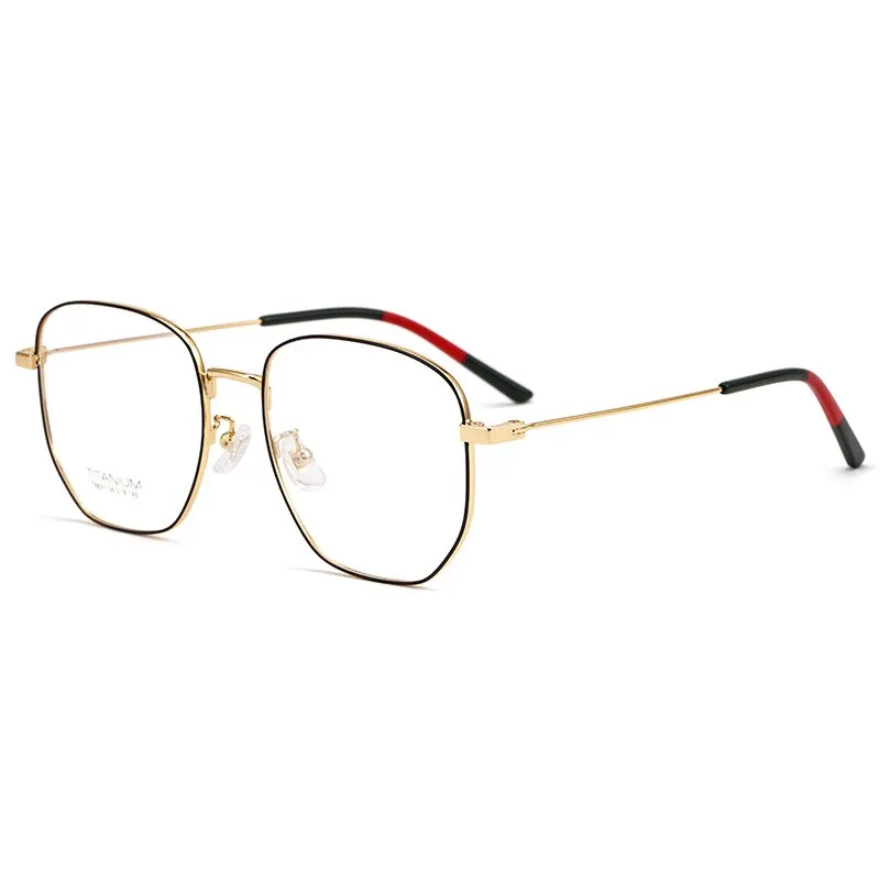 Yimaruili Unisex Full Rim Titanium Polygon Frame Eyeglasses T8821