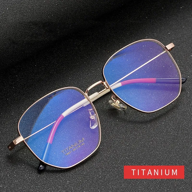 Yimaruili Unisex Full Rim Titanium Polygon Frame Eyeglasses T8821