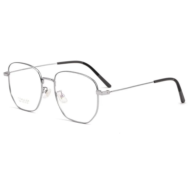 Yimaruili Unisex Full Rim Titanium Polygon Frame Eyeglasses T8821