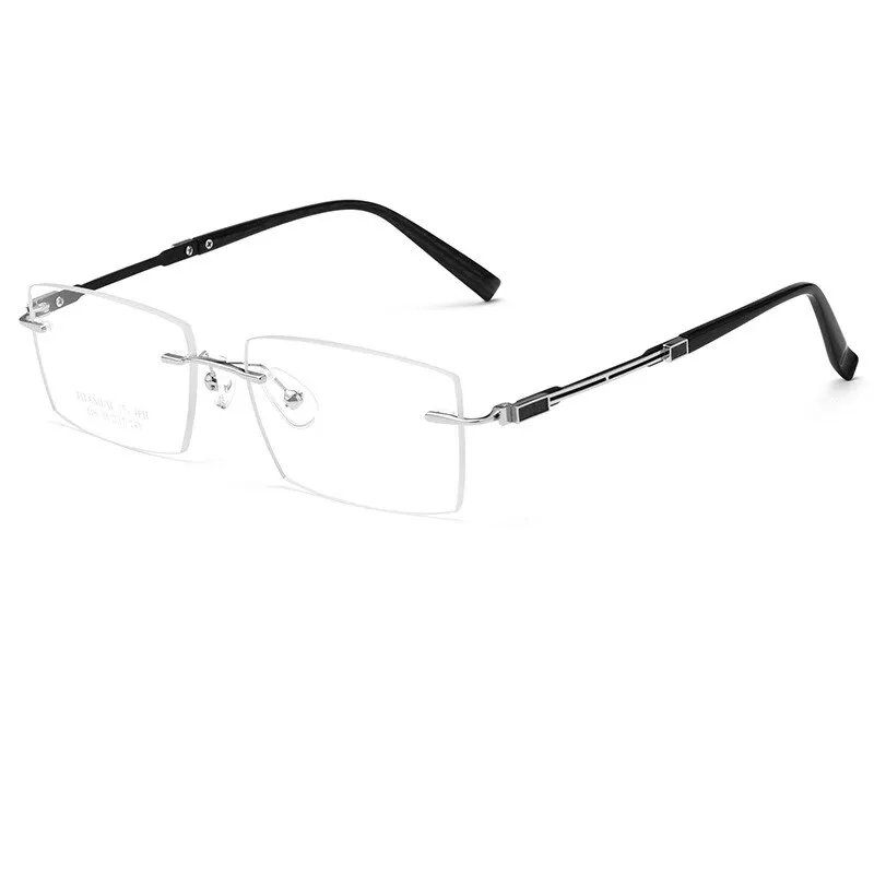 Yimaruili Unisex Rimless Large Square Rectangle Titanium Eyeglasses Z16WK