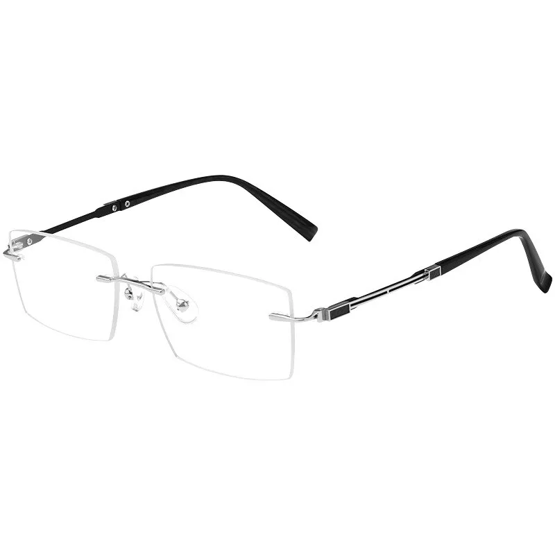 Yimaruili Unisex Rimless Large Square Rectangle Titanium Eyeglasses Z16WK