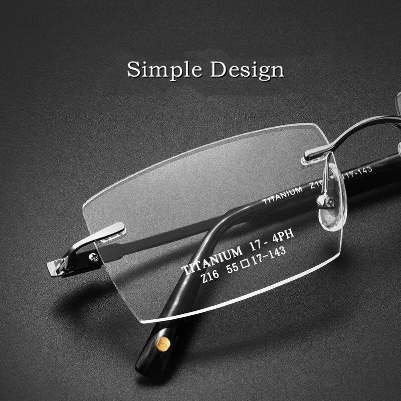 Yimaruili Unisex Rimless Large Square Rectangle Titanium Eyeglasses Z16WK