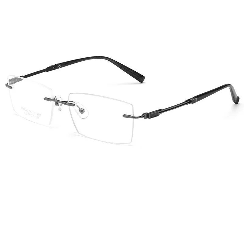 Yimaruili Unisex Rimless Large Square Rectangle Titanium Eyeglasses Z16WK