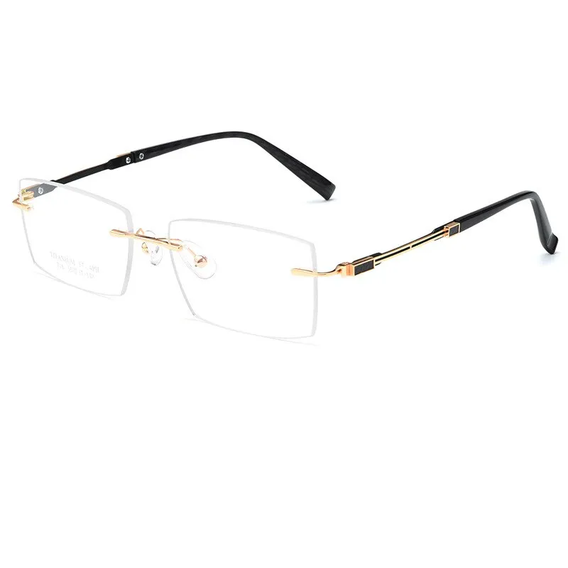 Yimaruili Unisex Rimless Large Square Rectangle Titanium Eyeglasses Z16WK