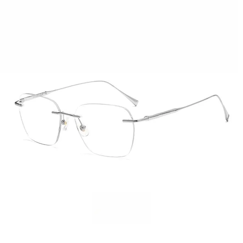 Yimaruili Unisex Rimless Square Titanium Eyeglasses 1912ti