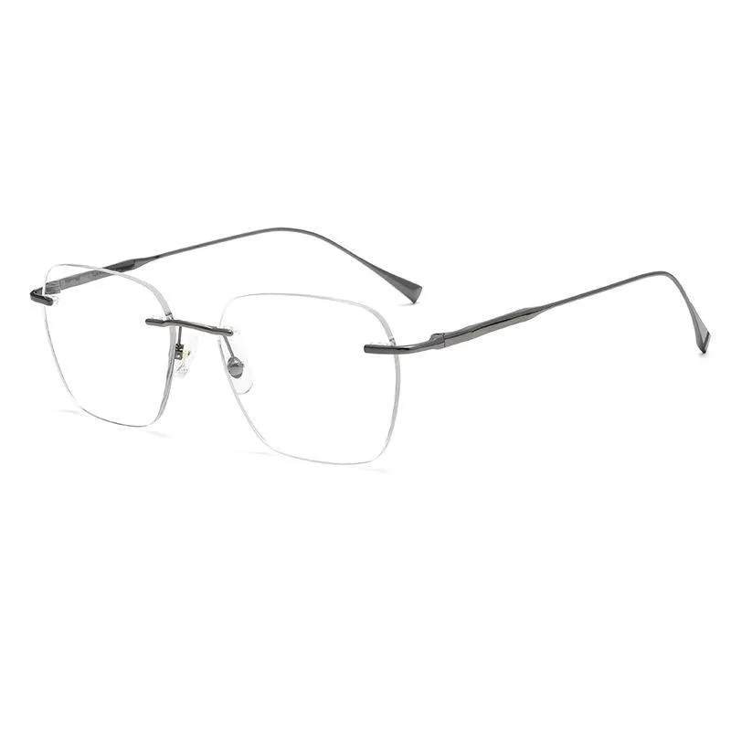 Yimaruili Unisex Rimless Square Titanium Eyeglasses 1912ti