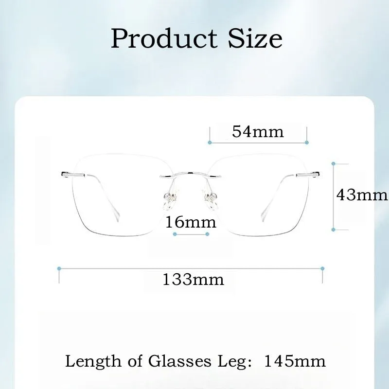 Yimaruili Unisex Rimless Square Titanium Eyeglasses 1912ti