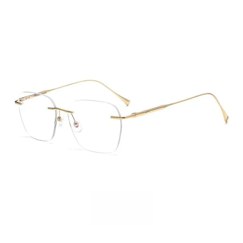 Yimaruili Unisex Rimless Square Titanium Eyeglasses 1912ti