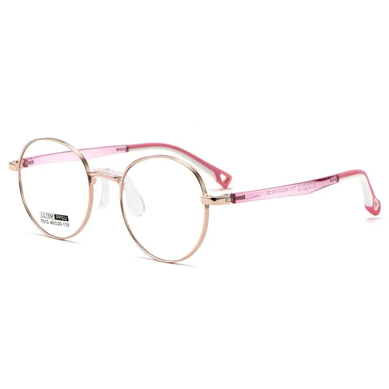 Yimaruili Unisex Youth's Full Rim Round Tr 90 Alloy Eyeglasses 7510S