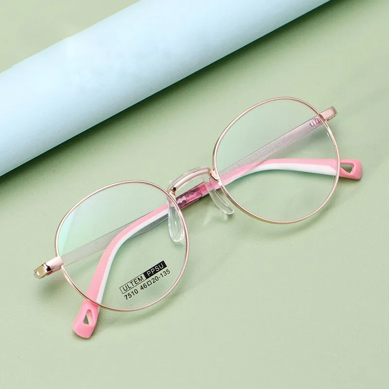 Yimaruili Unisex Youth's Full Rim Round Tr 90 Alloy Eyeglasses 7510S