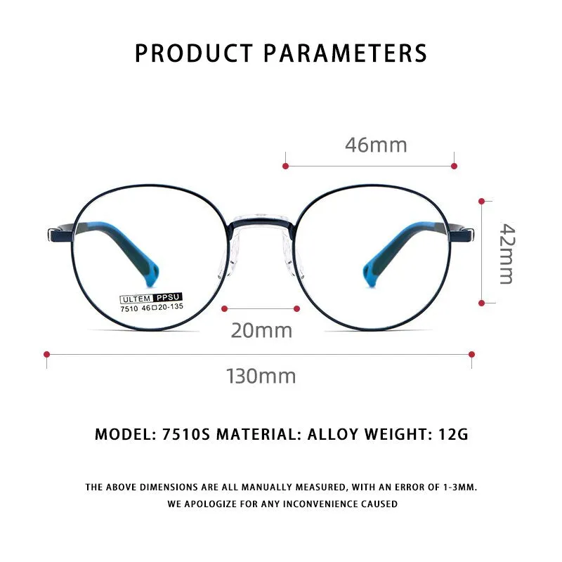 Yimaruili Unisex Youth's Full Rim Round Tr 90 Alloy Eyeglasses 7510S