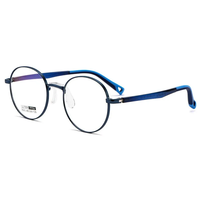 Yimaruili Unisex Youth's Full Rim Round Tr 90 Alloy Eyeglasses 7510S